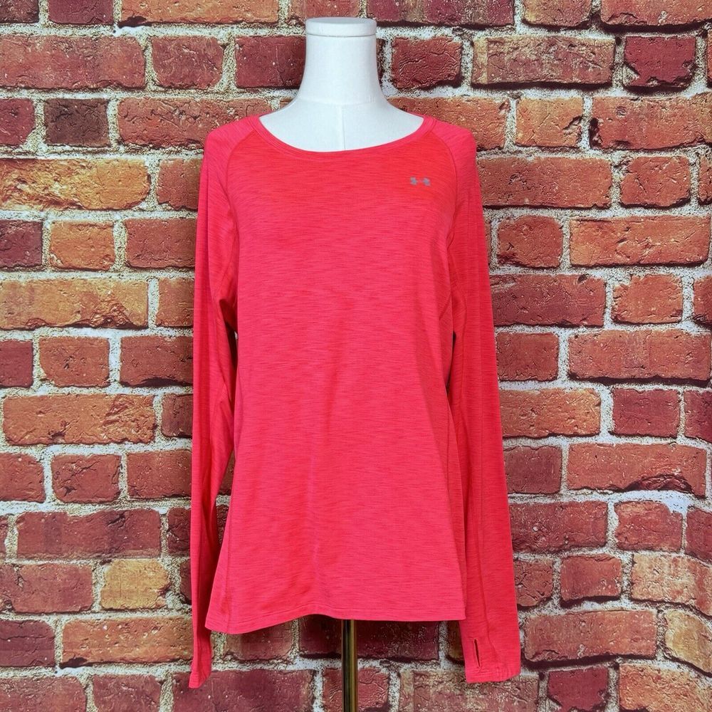 Under Armour Pink Compression Cold Gear Fitted Thumb Holes Shirt Size ???